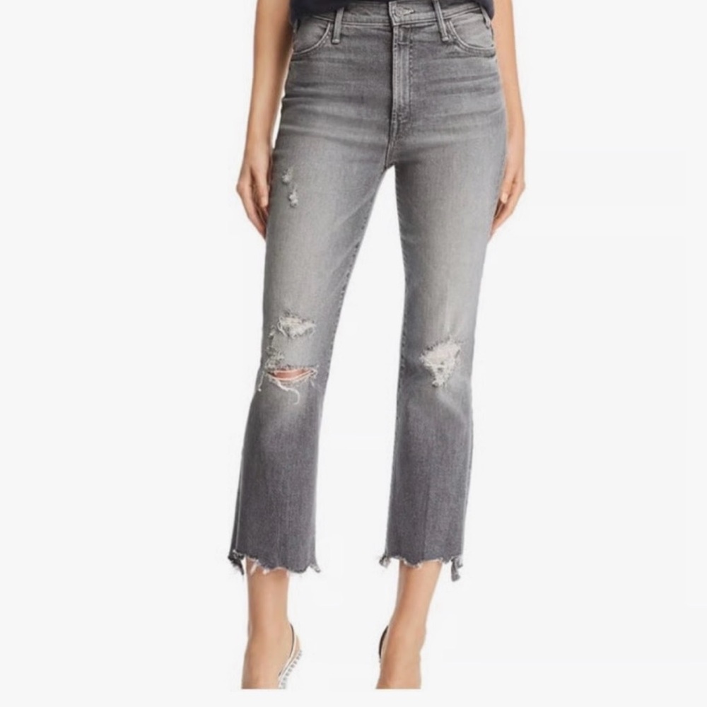 MOTHER The Hustler Crop  Straight Chewed Hem Jeans Size 27